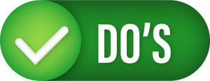Do s and Don ts neon button. Flat simple thumb up symbol min