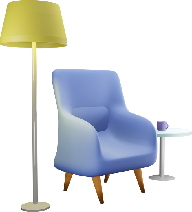 3D Armchair and Stand Lamp